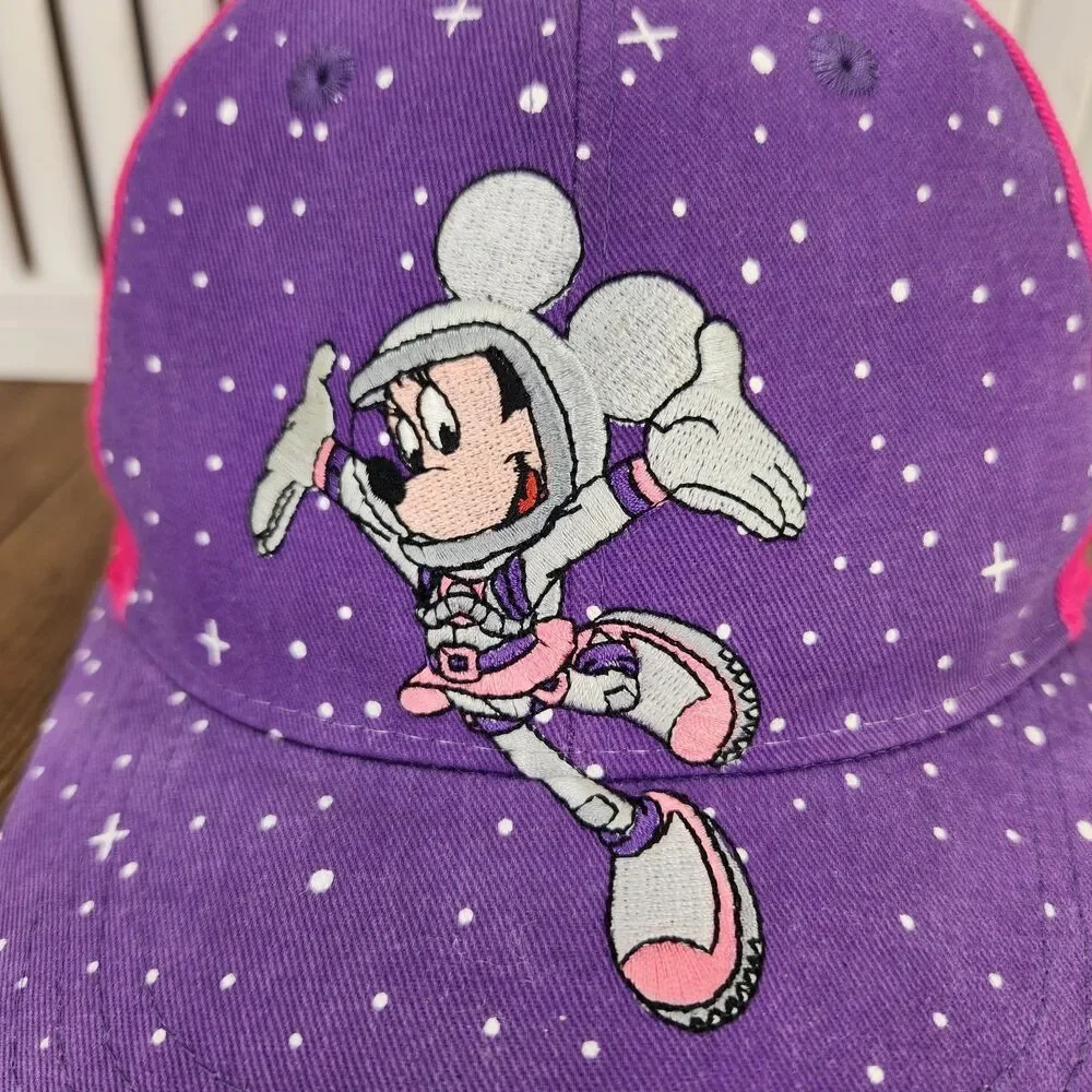 VTG Disney Minnie Mouse TomorrowLand Cap Purple Pink Space Stars Kids Goofy Hat